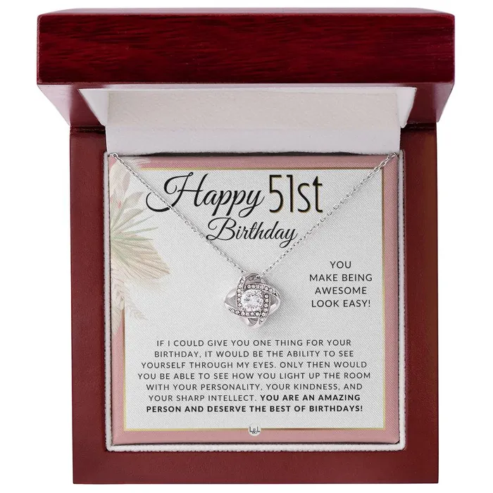 ShineOn Fulfillment 51st Birthday Gift For Her Necklace For 51 Year Old Birthday Pendant Necklace Heartfelt Birthday Message Necklaces