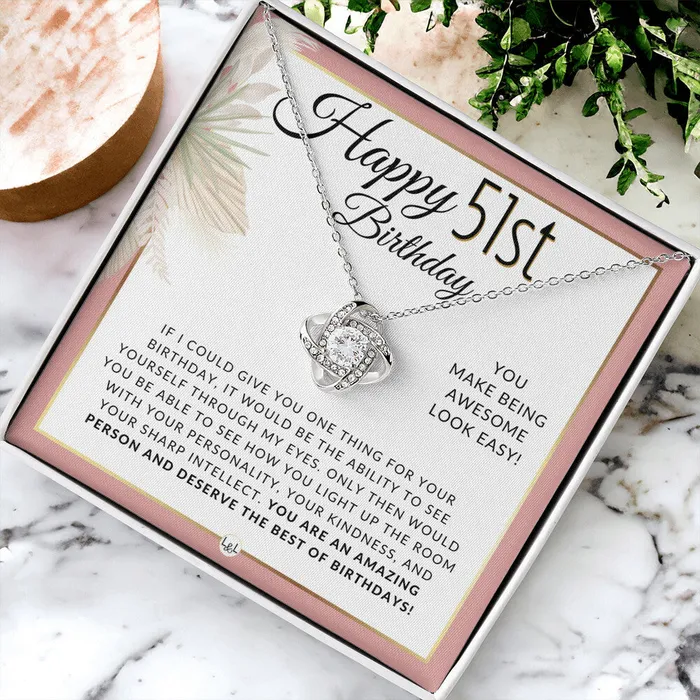 ShineOn Fulfillment 51st Birthday Gift For Her Necklace For 51 Year Old Birthday Pendant Necklace Heartfelt Birthday Message Necklaces