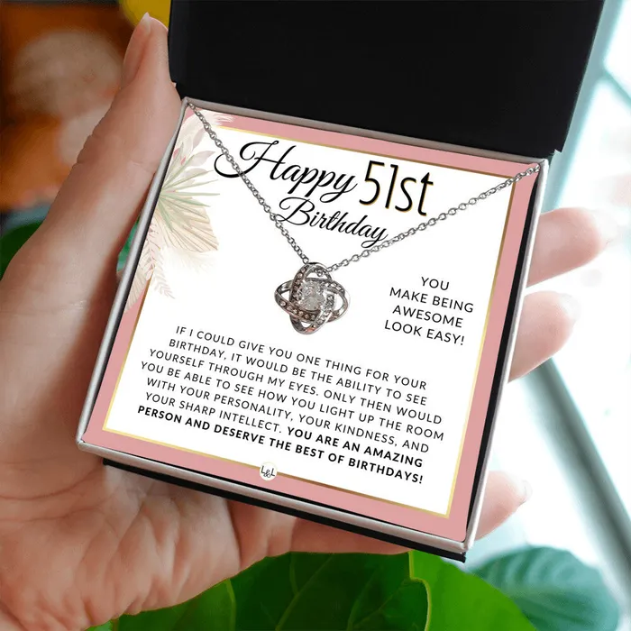 ShineOn Fulfillment 51st Birthday Gift For Her Necklace For 51 Year Old Birthday Pendant Necklace Heartfelt Birthday Message Necklaces