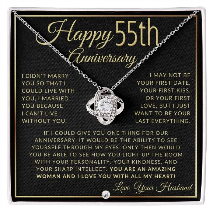 ShineOn Fulfillment 55th Anniversary Gift For Wife Beautiful Womens Pendant Necklace Heartfelt Anniversary Message Necklaces