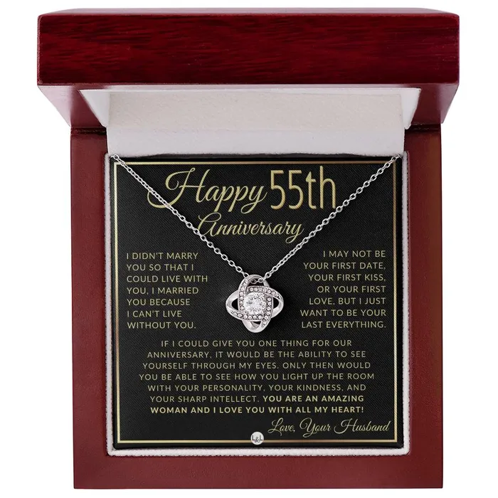 ShineOn Fulfillment 55th Anniversary Gift For Wife Beautiful Womens Pendant Necklace Heartfelt Anniversary Message Necklaces