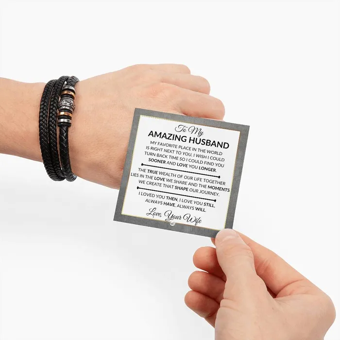 ShineOn Fulfillment Bracelets Gift For My Husband From Wife Always Have Always Will Mens Braided Leather Bracelet Great As A Christmas Gift or A Birthday Present For Him