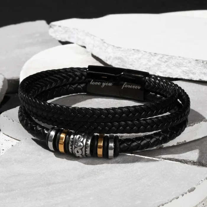 ShineOn Fulfillment Bracelets Worlds Best Dad From Son Mens Leather Bracelet For Dad Great For Christmas Fathers Day or His Birthday