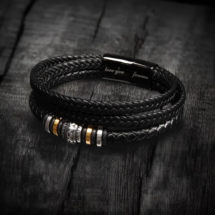 ShineOn Fulfillment Bracelets Worlds Best Dad From Son Mens Leather Bracelet For Dad Great For Christmas Fathers Day or His Birthday