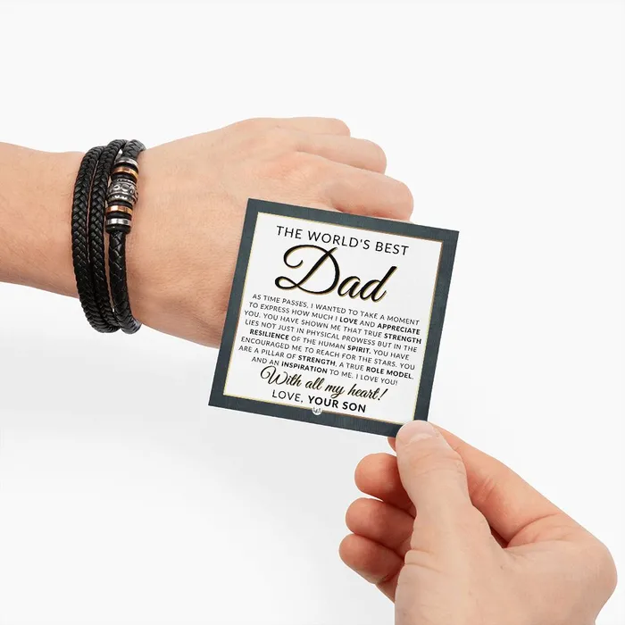 ShineOn Fulfillment Bracelets Worlds Best Dad From Son Mens Leather Bracelet For Dad Great For Christmas Fathers Day or His Birthday