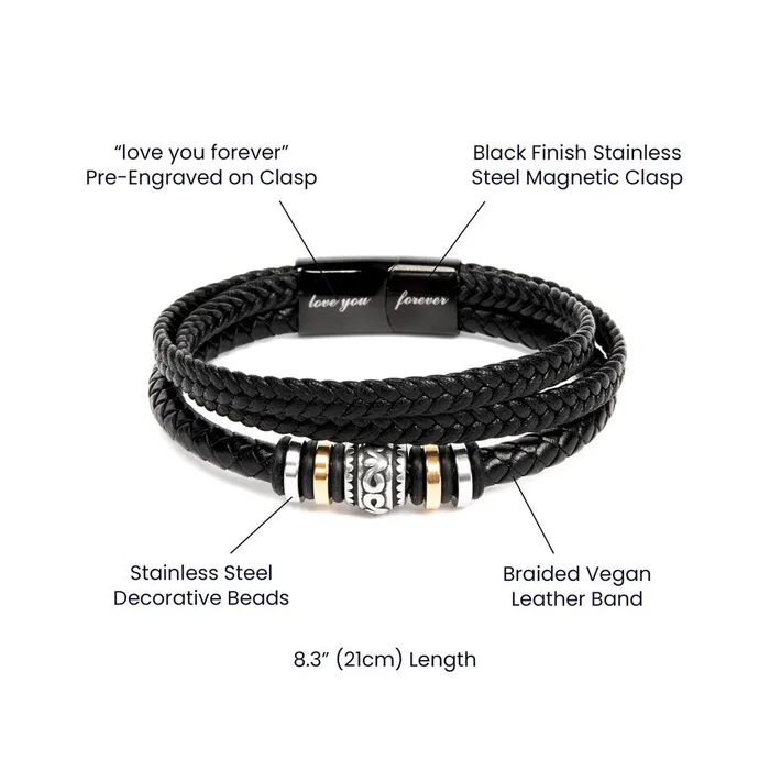 ShineOn Fulfillment Bracelets Worlds Best Dad From Son Mens Leather Bracelet For Dad Great For Christmas Fathers Day or His Birthday