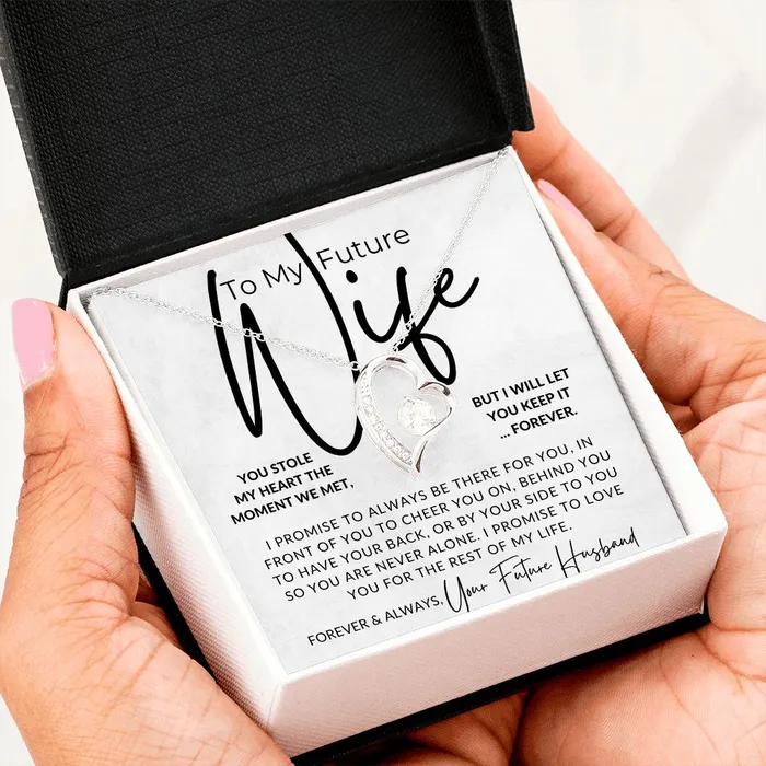 ShineOn Fulfillment My Future Wife You Stole My Heart Gift For My Future Wife My Fiance Bride Gift from Groom on Wedding Day Romantic Christmas Gifts For Her Valentines Day Birthday Present Necklaces