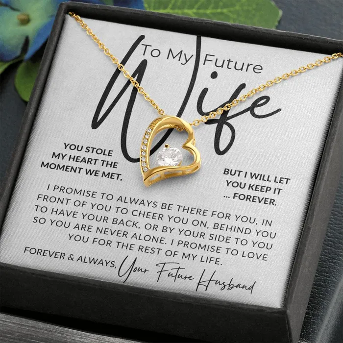ShineOn Fulfillment My Future Wife You Stole My Heart Gift For My Future Wife My Fiance Bride Gift from Groom on Wedding Day Romantic Christmas Gifts For Her Valentines Day Birthday Present Necklaces