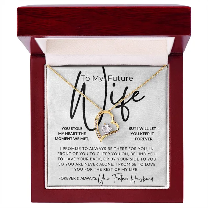 ShineOn Fulfillment My Future Wife You Stole My Heart Gift For My Future Wife My Fiance Bride Gift from Groom on Wedding Day Romantic Christmas Gifts For Her Valentines Day Birthday Present Necklaces