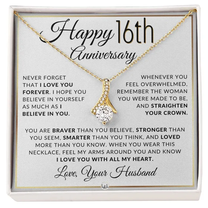ShineOn Fulfillment Necklaces 16th Anniversary Gift For Wife Anniversary Gift Idea For Your Wife Drop Pendant Necklace Heartfelt Anniversary Message ShineOn Fulfillment Necklaces 16th Anniversary Gift For Wife Anniversary Gift Idea For Your Wife Drop Pendant Necklace Heartfelt Anniversary Message