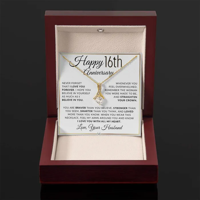 ShineOn Fulfillment Necklaces 16th Anniversary Gift For Wife Anniversary Gift Idea For Your Wife Drop Pendant Necklace Heartfelt Anniversary Message