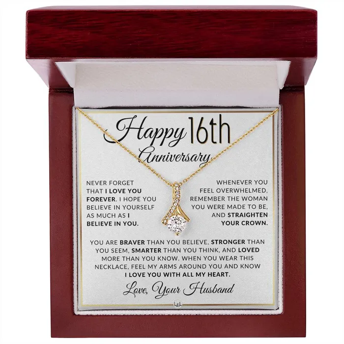 ShineOn Fulfillment Necklaces 16th Anniversary Gift For Wife Anniversary Gift Idea For Your Wife Drop Pendant Necklace Heartfelt Anniversary Message