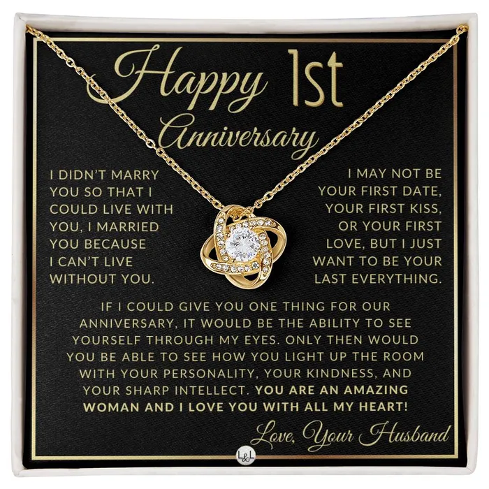 ShineOn Fulfillment Necklaces 1st Anniversary Gift For Wife Beautiful Womens Pendant Necklace Heartfelt Anniversary Message ShineOn Fulfillment Necklaces 1st Anniversary Gift For Wife Beautiful Womens Pendant Necklace Heartfelt Anniversary Message