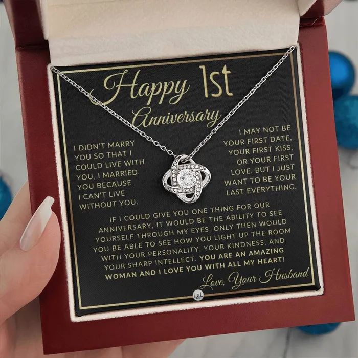 ShineOn Fulfillment Necklaces 1st Anniversary Gift For Wife Beautiful Womens Pendant Necklace Heartfelt Anniversary Message