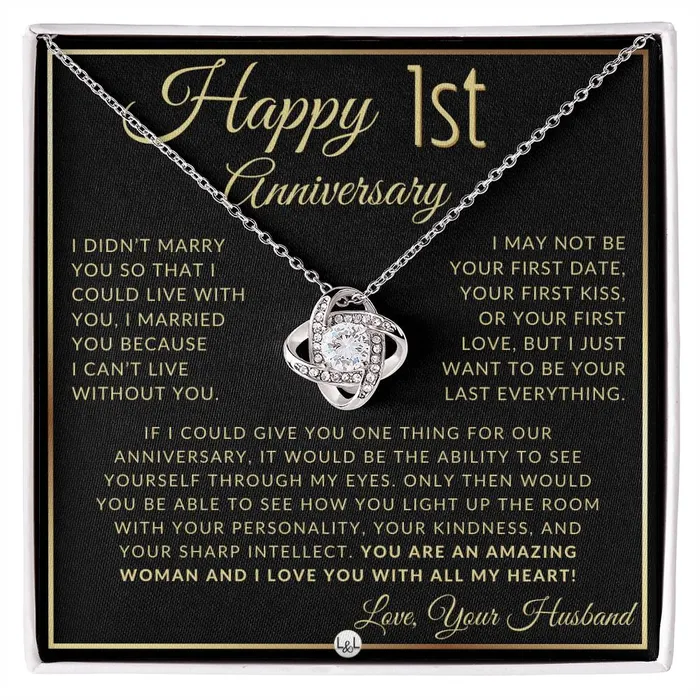ShineOn Fulfillment Necklaces 1st Anniversary Gift For Wife Beautiful Womens Pendant Necklace Heartfelt Anniversary Message