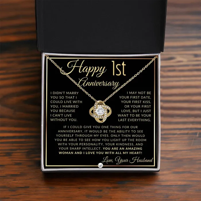 ShineOn Fulfillment Necklaces 1st Anniversary Gift For Wife Beautiful Womens Pendant Necklace Heartfelt Anniversary Message