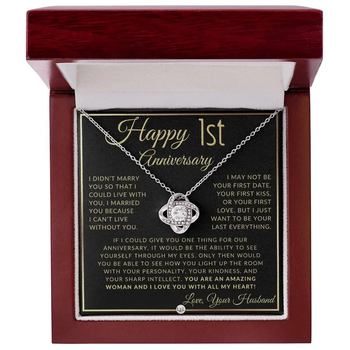 ShineOn Fulfillment Necklaces 1st Anniversary Gift For Wife Beautiful Womens Pendant Necklace Heartfelt Anniversary Message