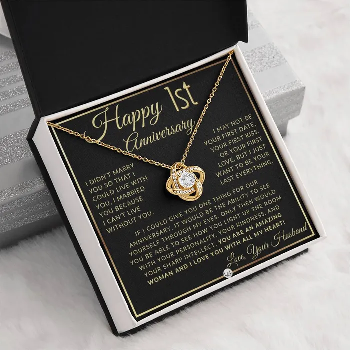 ShineOn Fulfillment Necklaces 1st Anniversary Gift For Wife Beautiful Womens Pendant Necklace Heartfelt Anniversary Message