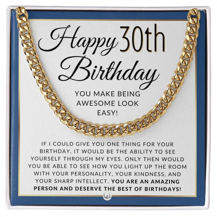 ShineOn Fulfillment Necklaces 30th Birthday Gift For Him Chain Necklace For 30 Year Old Mans Birthday Great Birthday Gift For Men Jewelry For Guys ShineOn Fulfillment Necklaces 30th Birthday Gift For Him Chain Necklace For 30 Year Old Mans Birthday Great Birthday Gift For Men Jewelry For Guys