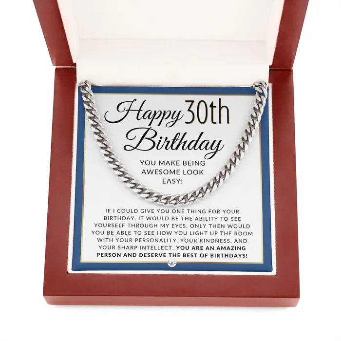 ShineOn Fulfillment Necklaces 30th Birthday Gift For Him Chain Necklace For 30 Year Old Mans Birthday Great Birthday Gift For Men Jewelry For Guys