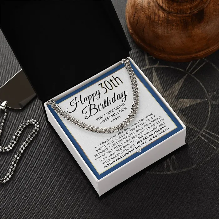 ShineOn Fulfillment Necklaces 30th Birthday Gift For Him Chain Necklace For 30 Year Old Mans Birthday Great Birthday Gift For Men Jewelry For Guys