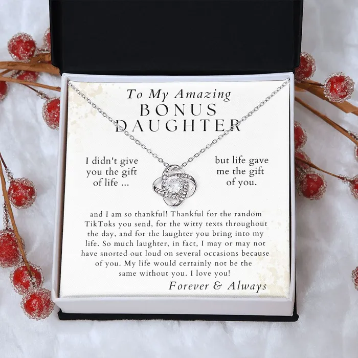 ShineOn Fulfillment Necklaces Because of You Gift For Bonus Daughter From Stepmom or Bonus Mom Christmas Gifts Birthday Present for Her Valentines Day Graduation