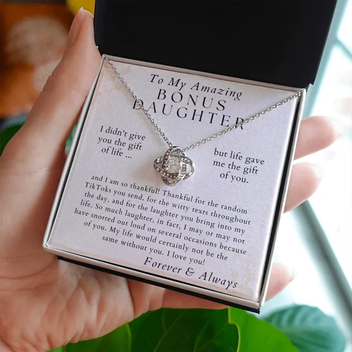 ShineOn Fulfillment Necklaces Because of You Gift For Bonus Daughter From Stepmom or Bonus Mom Christmas Gifts Birthday Present for Her Valentines Day Graduation
