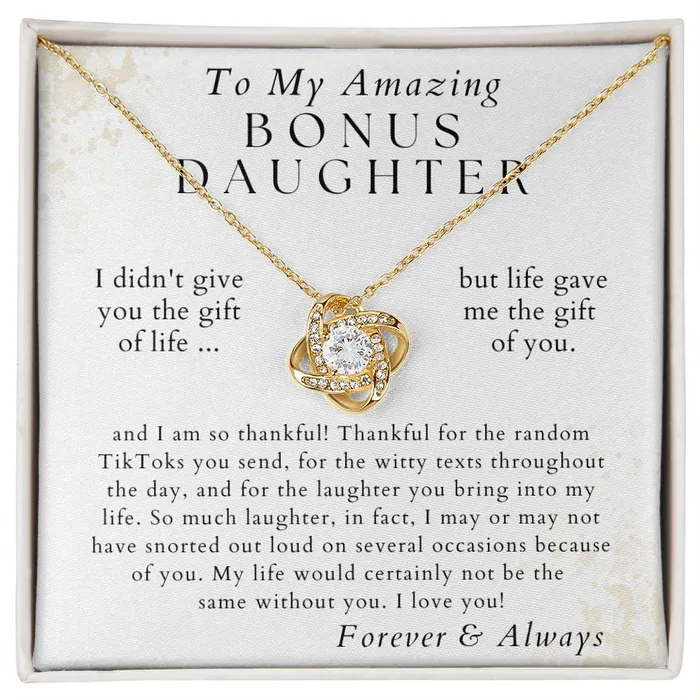 ShineOn Fulfillment Necklaces Because of You Gift For Bonus Daughter From Stepmom or Bonus Mom Christmas Gifts Birthday Present for Her Valentines Day Graduation