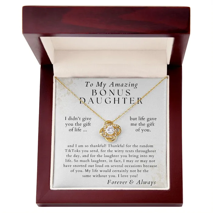 ShineOn Fulfillment Necklaces Because of You Gift For Bonus Daughter From Stepmom or Bonus Mom Christmas Gifts Birthday Present for Her Valentines Day Graduation