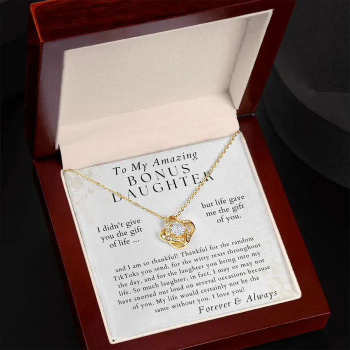 ShineOn Fulfillment Necklaces Because of You Gift For Bonus Daughter From Stepmom or Bonus Mom Christmas Gifts Birthday Present for Her Valentines Day Graduation