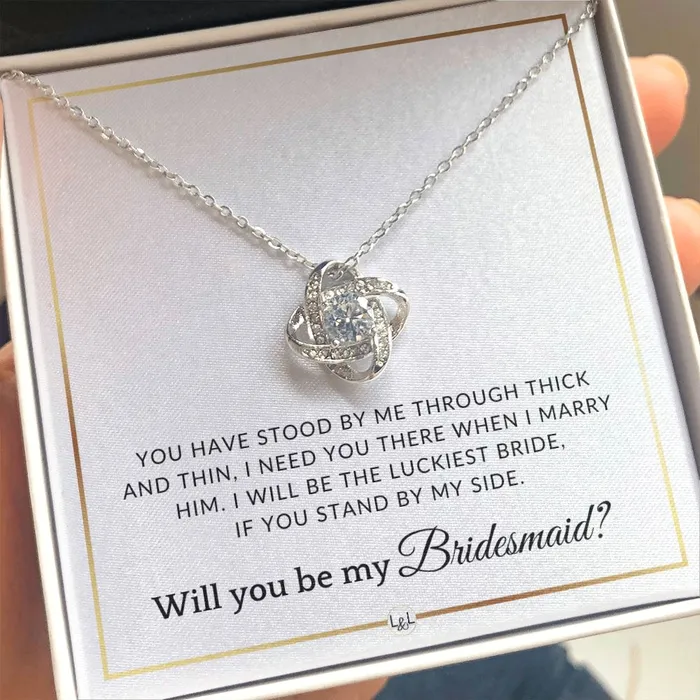 ShineOn Fulfillment Necklaces Bridesmaid Proposal Wedding Party Necklace Gift From Bride I Need You There When I Marry Him Elegant White and Gold Wedding Theme