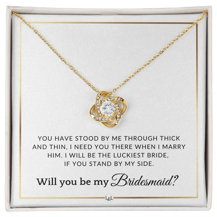 ShineOn Fulfillment Necklaces Bridesmaid Proposal Wedding Party Necklace Gift From Bride I Need You There When I Marry Him Elegant White and Gold Wedding Theme