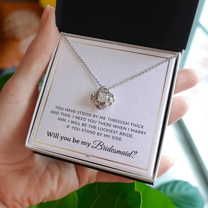 ShineOn Fulfillment Necklaces Bridesmaid Proposal Wedding Party Necklace Gift From Bride I Need You There When I Marry Him Elegant White and Gold Wedding Theme