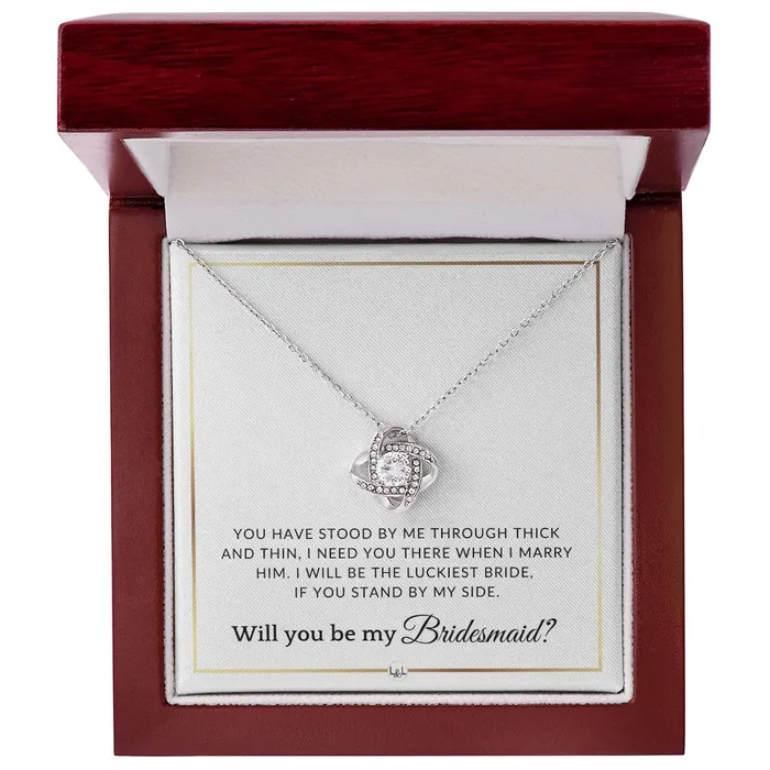 ShineOn Fulfillment Necklaces Bridesmaid Proposal Wedding Party Necklace Gift From Bride I Need You There When I Marry Him Elegant White and Gold Wedding Theme
