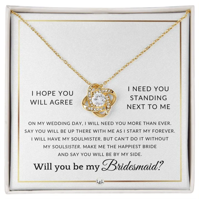 ShineOn Fulfillment Necklaces Bridesmaid Proposal Wedding Party Necklace Gift From Bride Say You Will Be By My Side Elegant White and Gold Wedding Theme