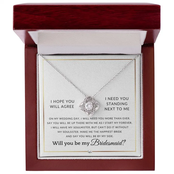 ShineOn Fulfillment Necklaces Bridesmaid Proposal Wedding Party Necklace Gift From Bride Say You Will Be By My Side Elegant White and Gold Wedding Theme