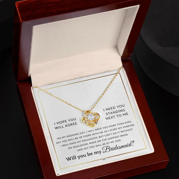 ShineOn Fulfillment Necklaces Bridesmaid Proposal Wedding Party Necklace Gift From Bride Say You Will Be By My Side Elegant White and Gold Wedding Theme