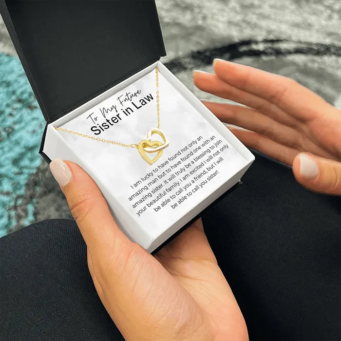 ShineOn Fulfillment Necklaces Cant Wait to Call You Sister Gift for Future Sister in Law from the Bride to Be Interlocking Heart Pendant Necklace