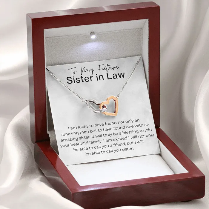 ShineOn Fulfillment Necklaces Cant Wait to Call You Sister Gift for Future Sister in Law from the Bride to Be Interlocking Heart Pendant Necklace