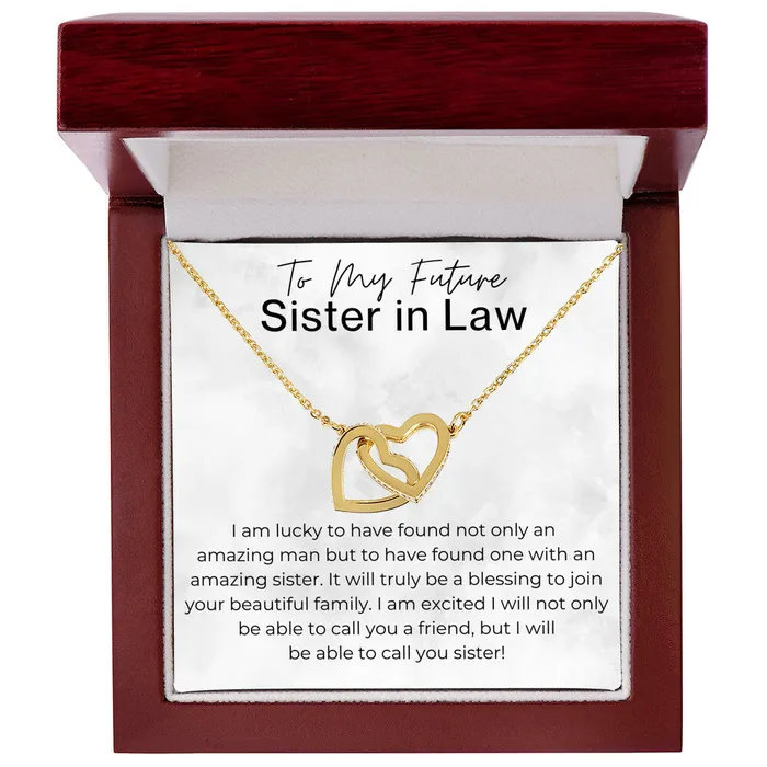 ShineOn Fulfillment Necklaces Cant Wait to Call You Sister Gift for Future Sister in Law from the Bride to Be Interlocking Heart Pendant Necklace