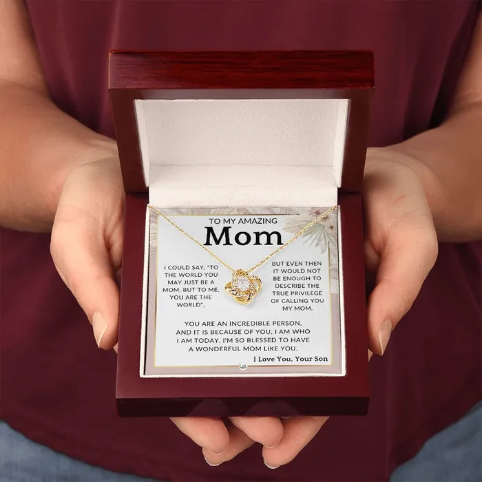 ShineOn Fulfillment Necklaces Gift for Mom From Son True Privilege To Mother From Son Beautiful Womens Pendant Necklace Great For Mothers Day Christmas or Her Birthday