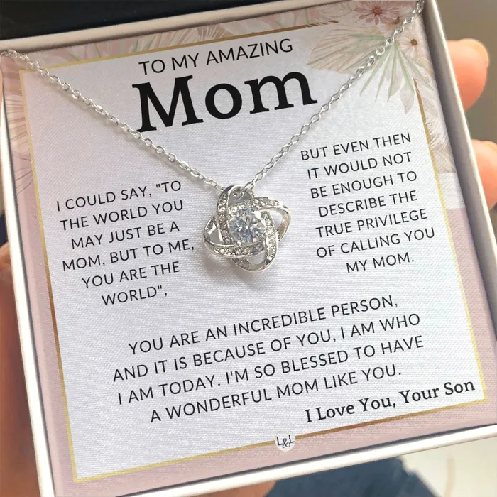 ShineOn Fulfillment Necklaces Gift for Mom From Son True Privilege To Mother From Son Beautiful Womens Pendant Necklace Great For Mothers Day Christmas or Her Birthday