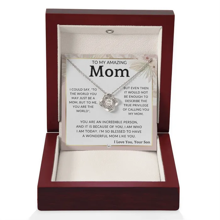 ShineOn Fulfillment Necklaces Gift for Mom From Son True Privilege To Mother From Son Beautiful Womens Pendant Necklace Great For Mothers Day Christmas or Her Birthday