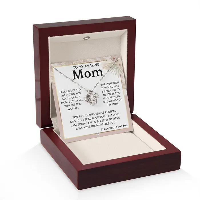 ShineOn Fulfillment Necklaces Gift for Mom From Son True Privilege To Mother From Son Beautiful Womens Pendant Necklace Great For Mothers Day Christmas or Her Birthday