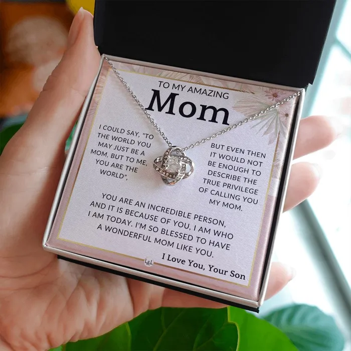 ShineOn Fulfillment Necklaces Gift for Mom From Son True Privilege To Mother From Son Beautiful Womens Pendant Necklace Great For Mothers Day Christmas or Her Birthday
