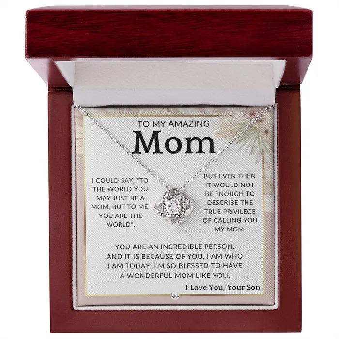 ShineOn Fulfillment Necklaces Gift for Mom From Son True Privilege To Mother From Son Beautiful Womens Pendant Necklace Great For Mothers Day Christmas or Her Birthday