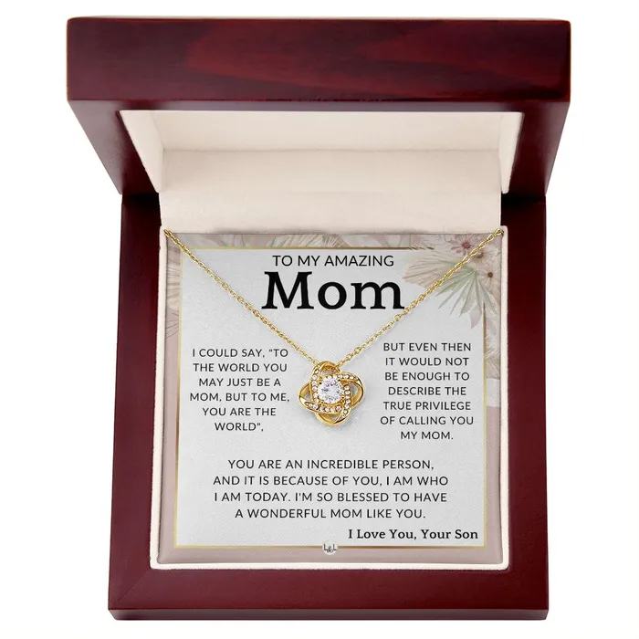 ShineOn Fulfillment Necklaces Gift for Mom From Son True Privilege To Mother From Son Beautiful Womens Pendant Necklace Great For Mothers Day Christmas or Her Birthday
