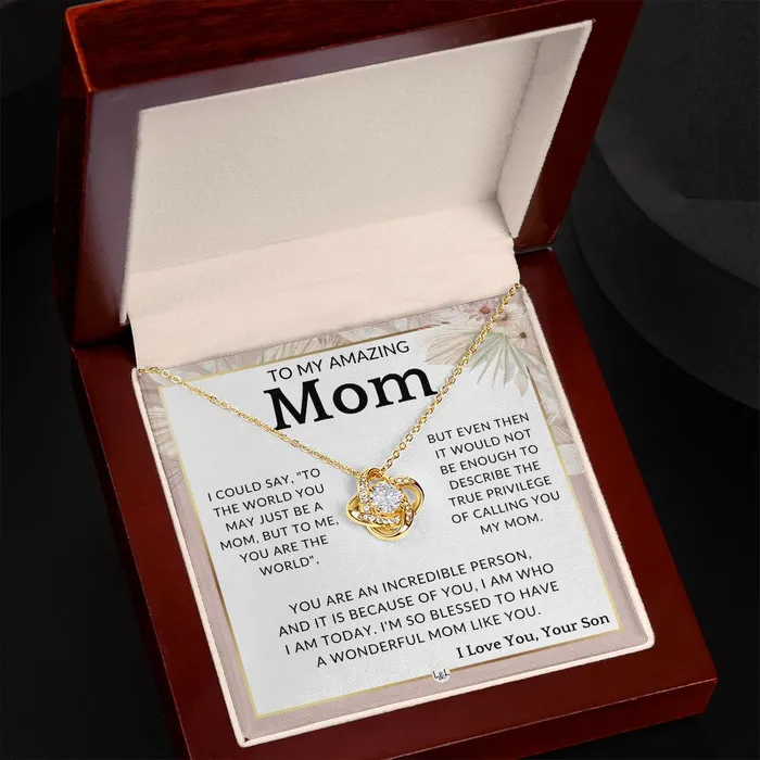 ShineOn Fulfillment Necklaces Gift for Mom From Son True Privilege To Mother From Son Beautiful Womens Pendant Necklace Great For Mothers Day Christmas or Her Birthday