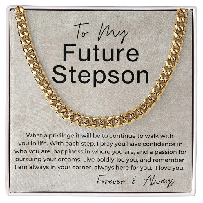 ShineOn Fulfillment Necklaces I Will Always Be In Your Corner Gift for Future Stepson Cuban Linked Chain Necklace ShineOn Fulfillment Necklaces I Will Always Be In Your Corner Gift for Future Stepson Cuban Linked Chain Necklace
