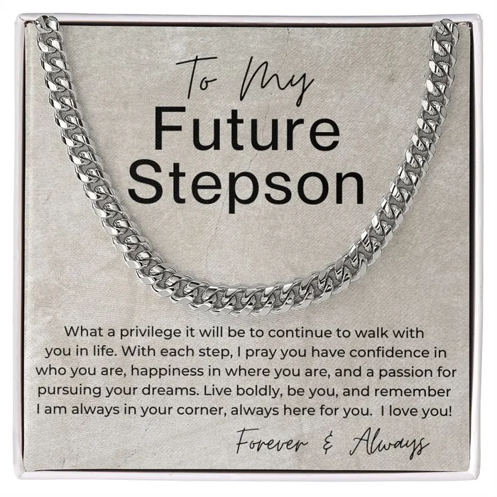 ShineOn Fulfillment Necklaces I Will Always Be In Your Corner Gift for Future Stepson Cuban Linked Chain Necklace
